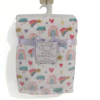 30" x 40" Soft Plush Printed Blankets - Heart & Rainbow Print