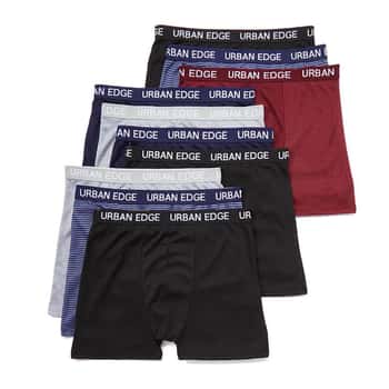 Men's Solid & Striped Urban Edge Boxer Briefs - Sizes Small -XL - 10 Pack