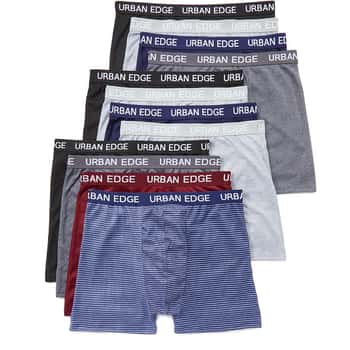 Men's Solid & Striped Urban Edge Boxer Briefs - Sizes Small-XL- 12 Pack