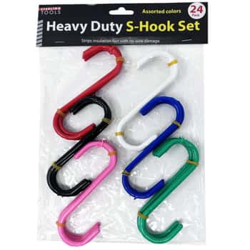 24 Pack Heavy Duty Assorted Color S-Hook Set