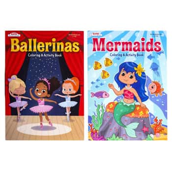 Coloring Activity Book Mermaids & Ballerinas 2 Asst Floor Dspl