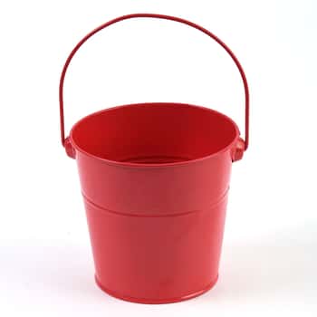 Small Tin Buckets 4.3"X3.1"X4" - Red