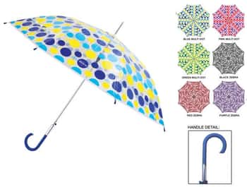 Weather Zone 46" Arc Automatic Folding Fashion Stick Clear Dome Umbrellas