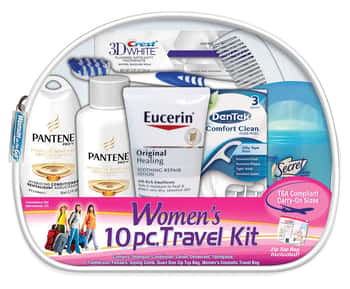 Women's Travel Hygiene Convenience Kits - 10 pc. in Zippered Pouch