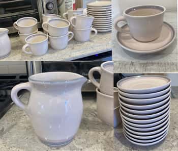 Pfaltzgraff Sunrise Cups, Saucers, Creamer Set (25 piece set)