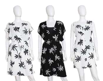 Women's Fashion Printed Pullover Sheer Cover-Ups w/ Tropical Palm Tree Print - Black & White -  Sizes Small-XL