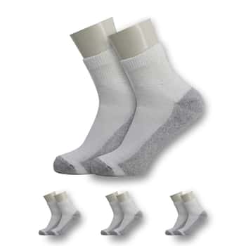 Men's White Ankle Socks w/ Heathered Grey Bottom - Size 10-13 - 4-Pack