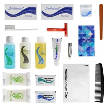 18 PC. Unisex Travel Hygiene Kits w/ Clear Reseal Bag