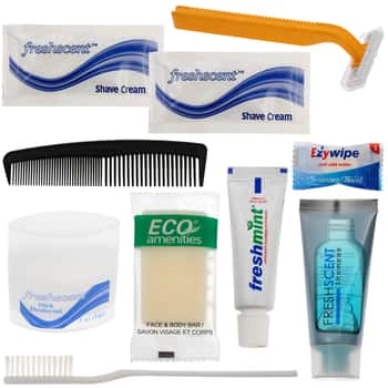 10 PC. Deluxe Unisex Travel Hygiene Kits w/ Clear Reseal Bag