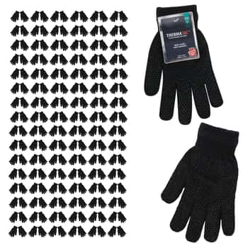 Adult Cushioned Non-Slip Grip Gloves - Black - One Size Fit Most