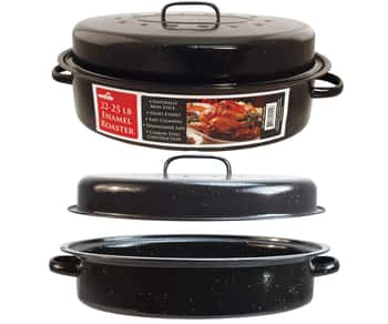 25lb Oval Enamel Cooking Roaster Pans