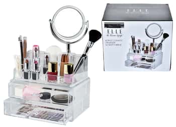 ELLE The Parisians Lifestyle Collection Cosmetic Makeup Organizers w/ Pull Out Drawers & Vanity Mirror