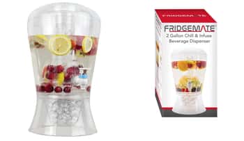 Fridgemate 3-Quart Chill & Fruit Infuse Beverage Dispenser w/ Dual Ice Core