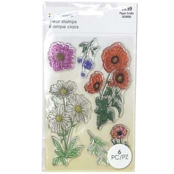Momenta 6 Piece Floral Theme Clear Stamps