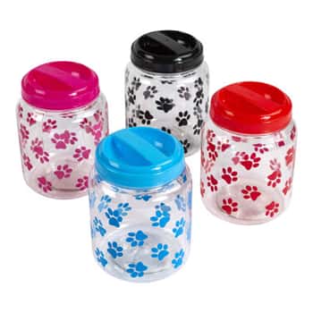 Pet Treat/food Plastic Jar W/lid 3 Colors/prints