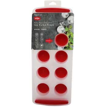 Edge 3 Pack Easy Pop Jumbo Round Silicone Ice Cube Trays in Red