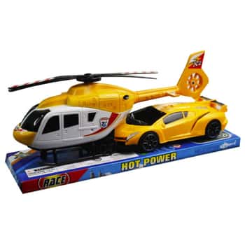 Friction Toy Helicopter with Race Car
