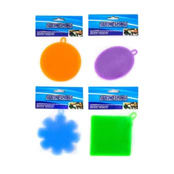 Sponge Silicone Multiuse 4ast Shapes/4clr Cleaning Pbh