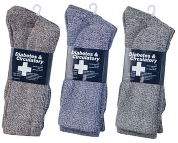 Men's Heathered Knit Diabetic Athletic Crew Socks - Size 10-13 - 2-Pair Packs