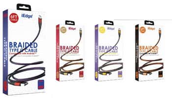 6-Ft. Fabric USB Type-C Braided Cables w/ Metallic Trim