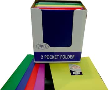 Premium 2-Pocket Poly Folders w/ Display  - Assorted Colors