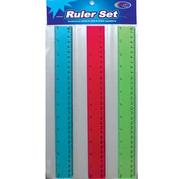 3-Pack Ruler Set - Assorted Colors