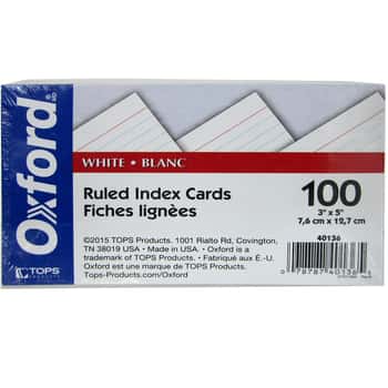3" X 5" Oxford Ruled Index Cards - 100-Pack