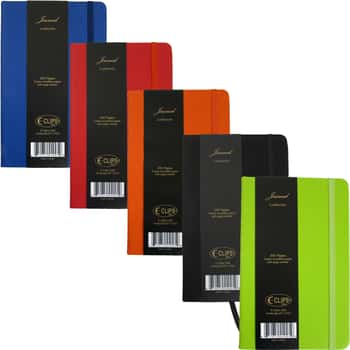 6" x 4" Hardcover Faux Leather Journals w/ Elastic Band Closure & Page Marker