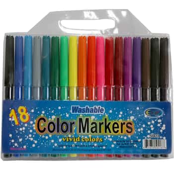 Washable Non-Toxic Watercolor Markers w/ Fine Tip - 18-Pack