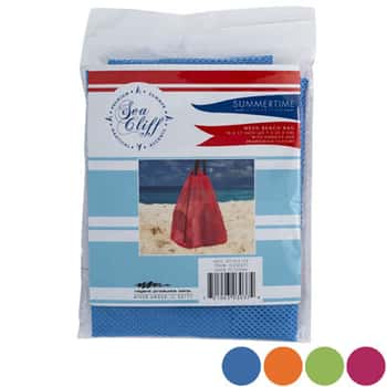 Beach Mesh Utitly Bag 4asst Colors 18x5x17 W/drawstring & Handle Orange/blue/green/pink
