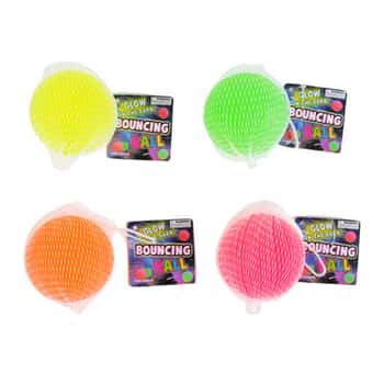 Bouncing Ball Glow In The Dark 2.3in 4asst Color Netbag/htpink/orange/yellow/green
