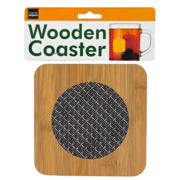 Wooden Coaster with Basketweave Pattern