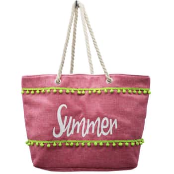 20&quot;x13&quot; Colorful Zip Closure Summer Canvas Bag with Rope Handles