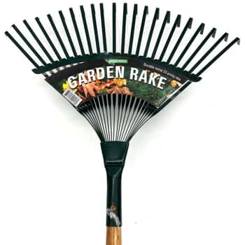 22-Prong Wood-Handle Garden Rake