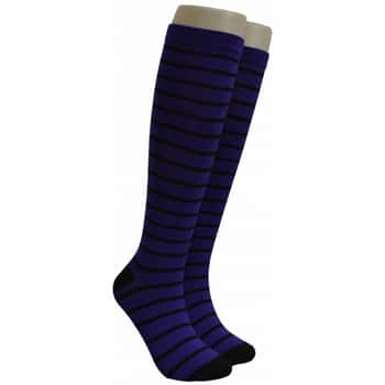 Unisex Adult Compression Socks - Dark Purple & Black Stripes - One Size Fits Most