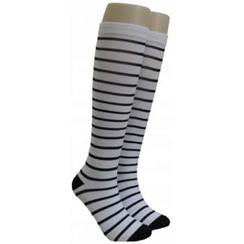 Unisex Adult Compression Socks - White & Black Stripes - One Size Fits Most