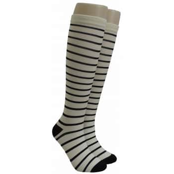 Unisex Adult Compression Socks - Cream & Black Stripes - One Size Fits Most