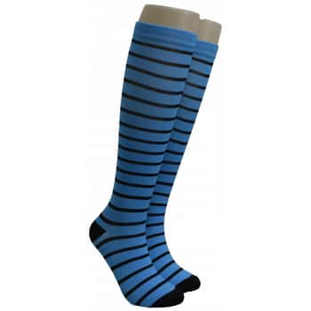 Unisex Adult Compression Socks - Teal & Black Stripes - One Size Fits Most