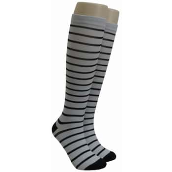 Unisex Adult Compression Socks - Silver & Black Stripes - One Size Fits Most