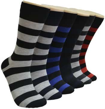 Men's Novelty Crew Socks - Two Tone Striped Print - Size 10-13