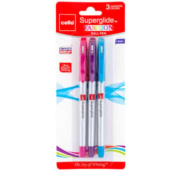 Pens 3ct Fashion Color Ink 1.0mm Super Glide Carded Ref# Bpsgas1003