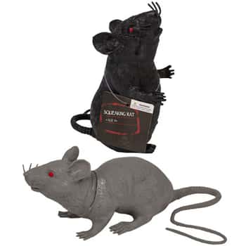 Rat Black/grey W/squeaker 2ast Sit 8.75in/stand 5.75in Hlwn/ht 8pc 2-black/4pc 2-grey Per Case