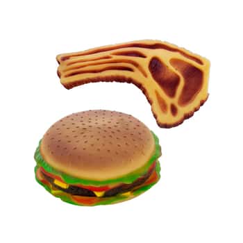 Squeaky Hamburger &amp; Steak Dog Toy