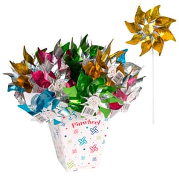 Pinwheel Plastic 16.75in 4ast Holographic Colors Ht/kd Display Yellow/pink/green/turqoiuse