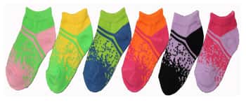 Boy's & Girl's Low Cut Novelty Socks - Two-Tone Sport Print - 3-Pair Packs - Size 6-8