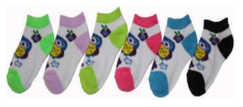 Boy's & Girl's Low Cut Novelty Socks - Owl Animal Print - 3-Pair Packs - Size 6-8