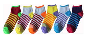 Boy's & Girl's Low Cut Novelty Socks - Striped Print - 3-Pair Packs - Size 6-8
