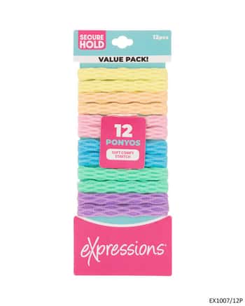 Ponyo Hair Elastics - Pastel Colors - 12-Pack