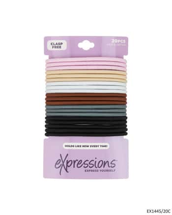 Large Hair Elastics - Assorted Colors - 20-Pack
