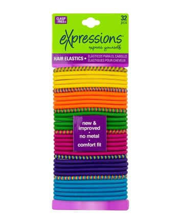 Neon Colored Hair Elastics - 32-Pack